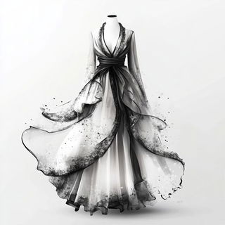 Glyphstatic style, Midjourney V6.1: haute-couture fashion outfit