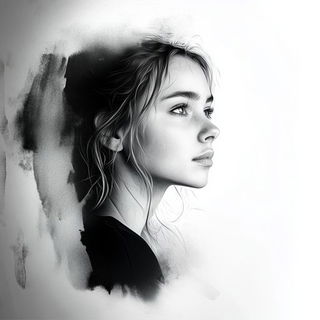Glyphstatic style, Midjourney V6.1: photographic portrait of female protagonist