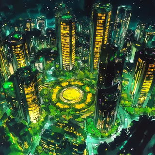 Clockwork Inferno style, Midjourney V6.1: megacity with futuristic bioarchitecture