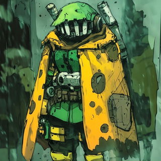 Clockwork Inferno style, Midjourney V6.1: concept art character design of retropunk steam knight