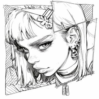 Glossogrotesque style, Midjourney V6.1: black-and-white manga comic strip