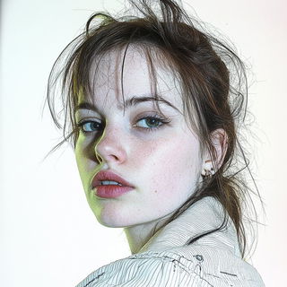 Glossogrotesque style, Midjourney V6.1: photographic portrait of female protagonist