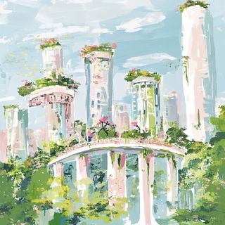 Refractropical style, Midjourney V6.1: megacity with futuristic bioarchitecture