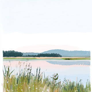 Refractropical style, Midjourney V6.1: realistic landscape photograph of quiet dawn