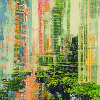 Neon Schist Howl style, Midjourney V6.1: megacity with futuristic bioarchitecture