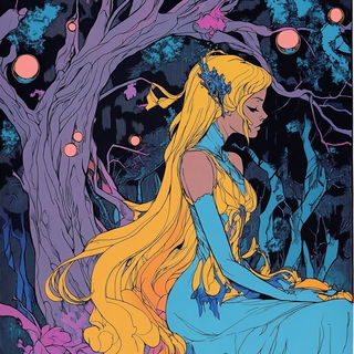 Courtyard Silhouette style, Midjourney V6.1: retro fairy-tale illustration