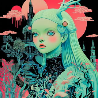 Chiyou Verdure style, Midjourney V6.1: retro fairy-tale illustration