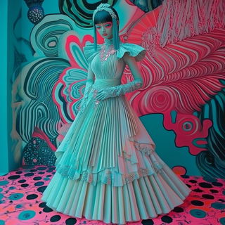 Chiyou Verdure style, Midjourney V6.1: haute-couture fashion outfit