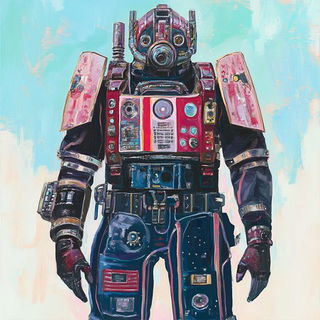 Paper Sun Lanterns style, Midjourney V6.1: concept art character design of retropunk steam knight