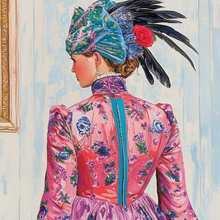 Paper Sun Lanterns style, Midjourney V6.1: haute-couture fashion outfit