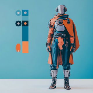 Grotto Dioramicism style, Midjourney V6.1: concept art character design of retropunk steam knight