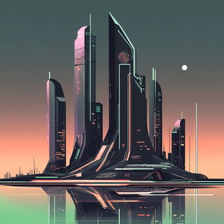 Brushcut Broadside style, Midjourney V6.1: megacity with futuristic bioarchitecture