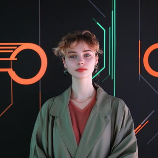 Brushcut Broadside style, Midjourney V6.1: photographic portrait of female protagonist