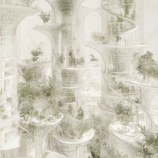Fossilflora style, Midjourney V6.1: megacity with futuristic bioarchitecture