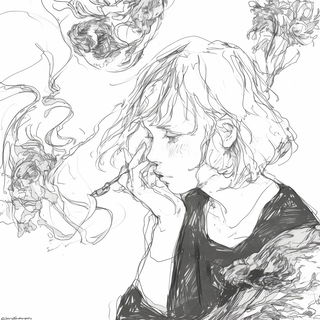Fossilflora style, Midjourney V6.1: black-and-white manga comic strip