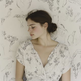 Fossilflora style, Midjourney V6.1: photographic portrait of female protagonist