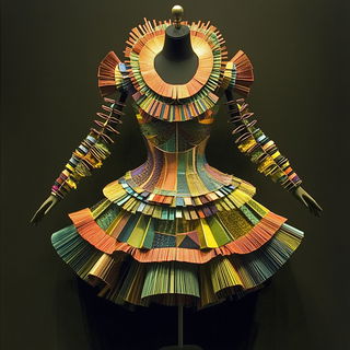Colossopuppetry style, Midjourney V6.1: haute-couture fashion outfit