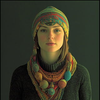 Colossopuppetry style, Midjourney V6.1: photographic portrait of female protagonist