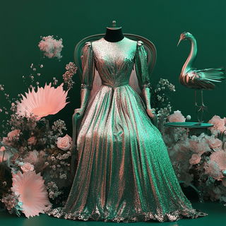 Hatchvoid style, Midjourney V6.1: haute-couture fashion outfit