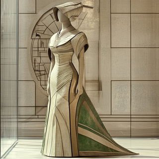 Chromacavalcade style, Midjourney V6.1: haute-couture fashion outfit