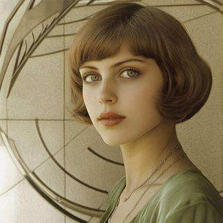 Chromacavalcade style, Midjourney V6.1: photographic portrait of female protagonist