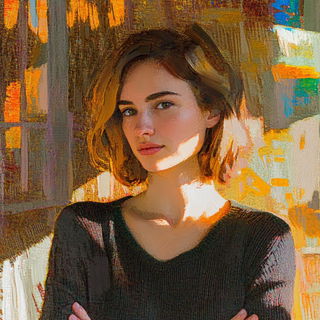Screamburst Tableau style, Midjourney V6.1: photographic portrait of female protagonist