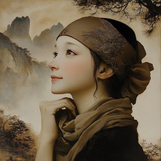 Fossilwave style, Midjourney V6.1: classical 18th-century oil painting