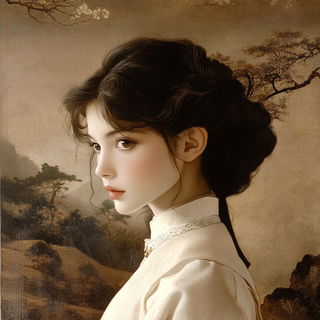 Fossilwave style, Midjourney V6.1: photographic portrait of female protagonist