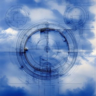 Fossilwave style, Midjourney V6.1: technical infrastructure blueprint schematics