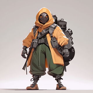 Ceremosaic style, Midjourney V6.1: concept art character design of retropunk steam knight