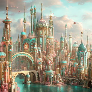 Parallax Red Basin style, Midjourney V6.1: megacity with futuristic bioarchitecture