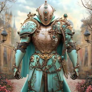 Parallax Red Basin style, Midjourney V6.1: concept art character design of retropunk steam knight