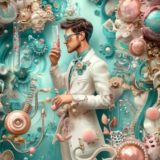 Parallax Red Basin style, Midjourney V6.1: editorial illustration for popular scientific magazine cover
