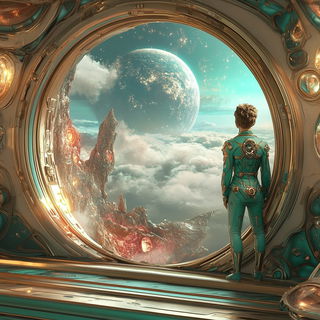 Parallax Red Basin style, Midjourney V6.1: cinematic shot from sci-fi movie