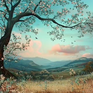 Parallax Red Basin style, Midjourney V6.1: realistic landscape photograph of quiet dawn