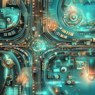 Parallax Red Basin style, Midjourney V6.1: technical infrastructure blueprint schematics