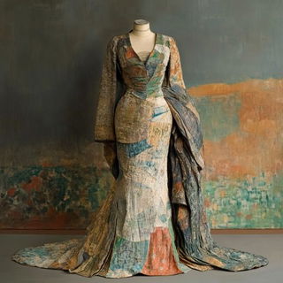 Indiglyph style, Midjourney V6.1: haute-couture fashion outfit