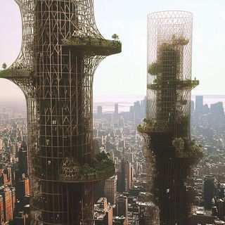 Glimmergill style, Midjourney V6.1: megacity with futuristic bioarchitecture