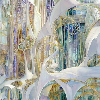 Hachurascape style, Midjourney V6.1: megacity with futuristic bioarchitecture