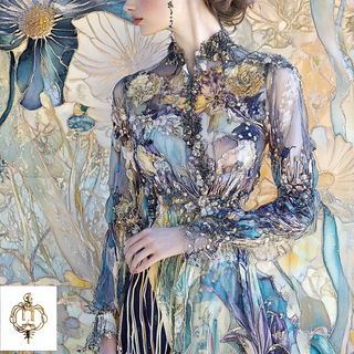 Hachurascape style, Midjourney V6.1: haute-couture fashion outfit