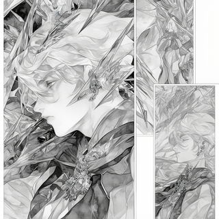 Hachurascape style, Midjourney V6.1: black-and-white manga comic strip
