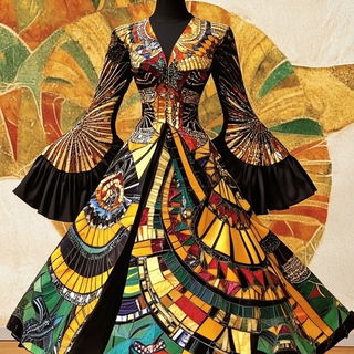 Tidechromism style, Midjourney V6.1: haute-couture fashion outfit