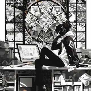 Tidechromism style, Midjourney V6.1: black-and-white manga comic strip