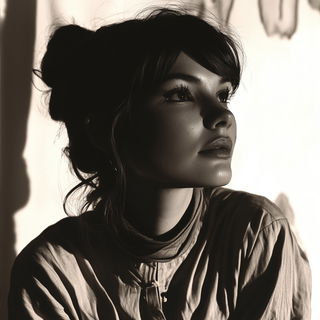 Escutcheon Fracture style, Midjourney V6.1: photographic portrait of female protagonist