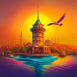 Kaleidobind style, Midjourney V6.1: bold minimalist logo design for Istanbul city municipal services