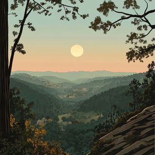 Cinderbond style, Midjourney V6.1: realistic landscape photograph of quiet dawn