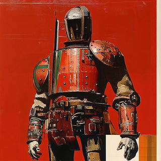 Furcollar Aerotattoo style, Midjourney V6.1: concept art character design of retropunk steam knight