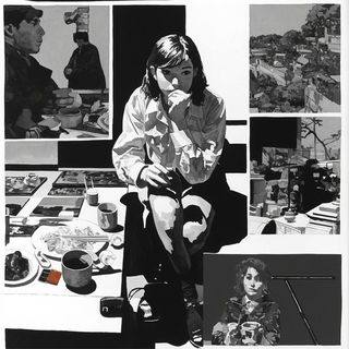 Furcollar Aerotattoo style, Midjourney V6.1: black-and-white manga comic strip