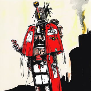 Pastoral Maskwater style, Midjourney V6.1: concept art character design of retropunk steam knight