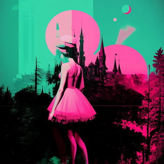 Landformarabesque style, Midjourney V6.1: retro fairy-tale illustration